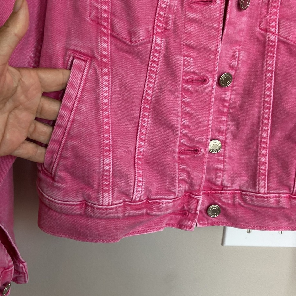 GAP x Barbie Collaboration Puff Sleeve Denim Jacket, Pink, Size XS - Picture 6 of 13